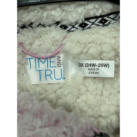 Time And Tru Plus Snow Tipped Pink Fleece Jacket With Half-Zip Sz 3X - Picture 6 of 10